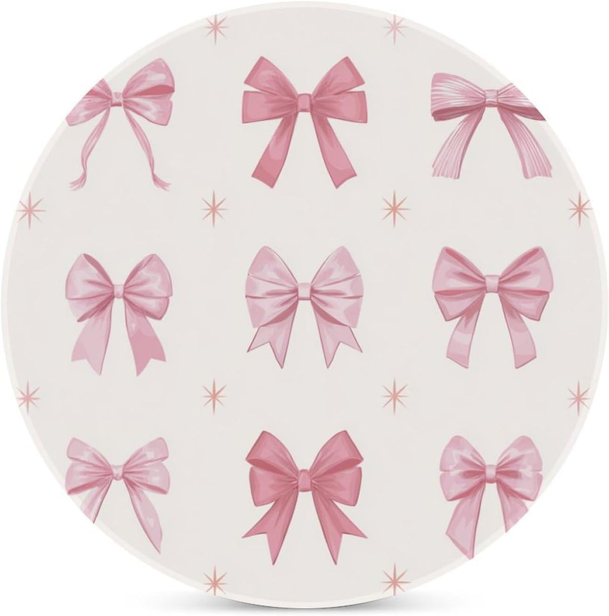 Nine Light Pink Bows Coasters Set of 4 Absorbent Coasters