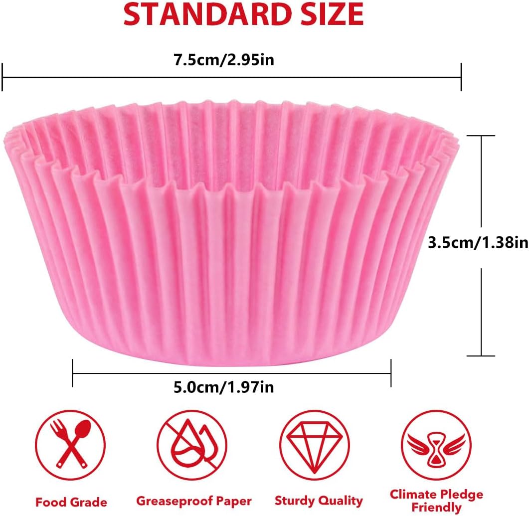Standard Pink Cupcake Liners for Baking Paper Muffin Cups 200pcs