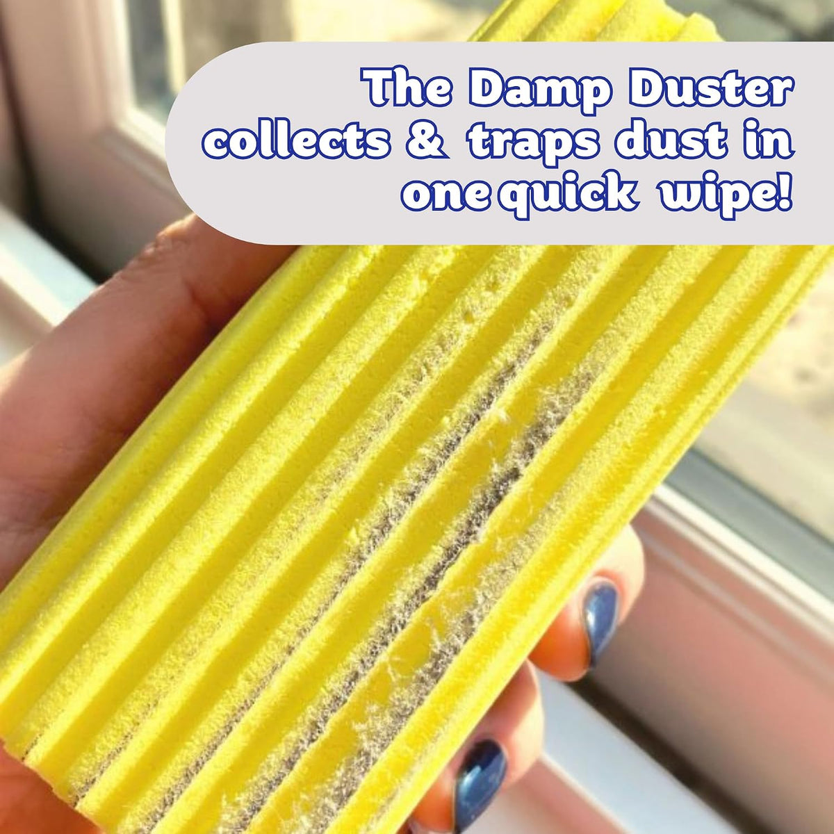 Damp Duster, Multipurpose Dusters for Cleaning - Wooden & Venetian Blind Cleaner Tool, Ridged Wet Dust Sponge for Skirting Board, Radiator, Blinds & Mirrors, Home Cleaning Products, Pink