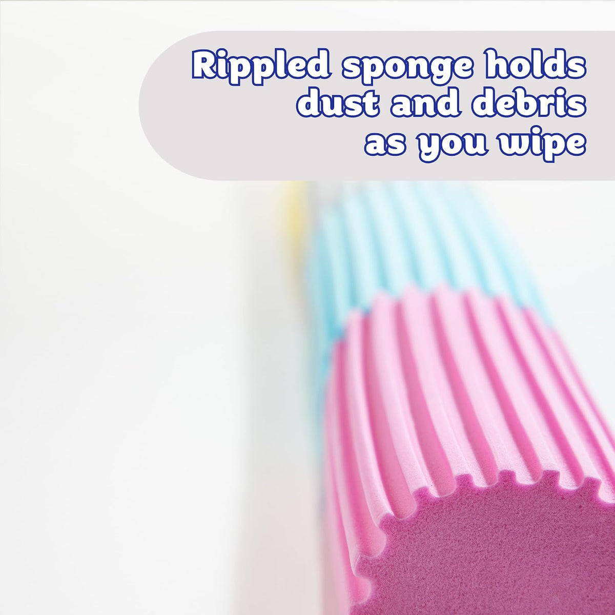 Damp Duster, Multipurpose Dusters for Cleaning - Wooden & Venetian Blind Cleaner Tool, Ridged Wet Dust Sponge for Skirting Board, Radiator, Blinds & Mirrors, Home Cleaning Products, Pink