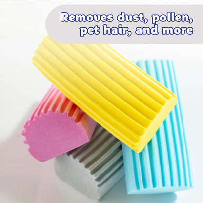Damp Duster, Multipurpose Dusters for Cleaning - Wooden & Venetian Blind Cleaner Tool, Ridged Wet Dust Sponge for Skirting Board, Radiator, Blinds & Mirrors, Home Cleaning Products, Pink