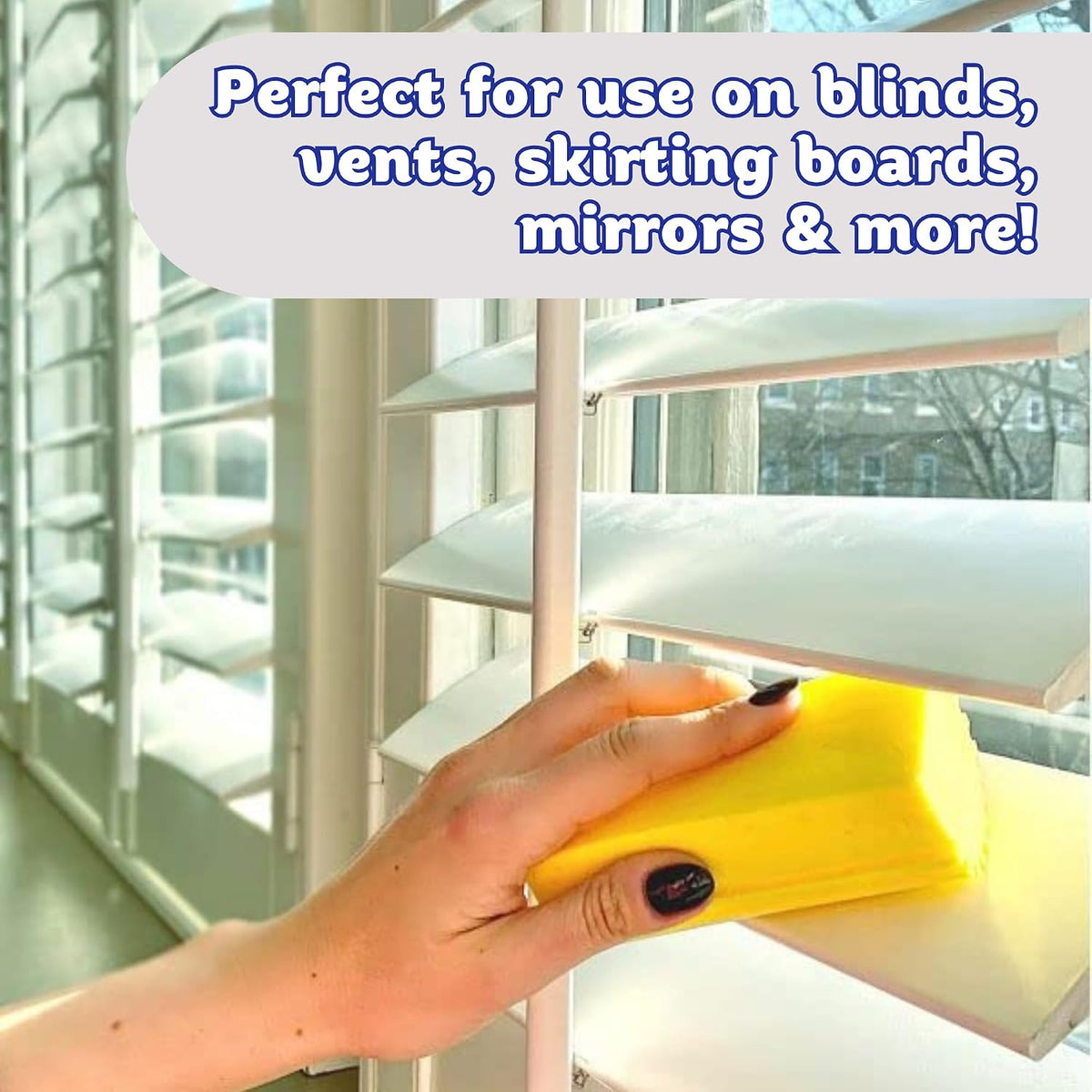 Damp Duster, Multipurpose Dusters for Cleaning - Wooden & Venetian Blind Cleaner Tool, Ridged Wet Dust Sponge for Skirting Board, Radiator, Blinds & Mirrors, Home Cleaning Products, Pink