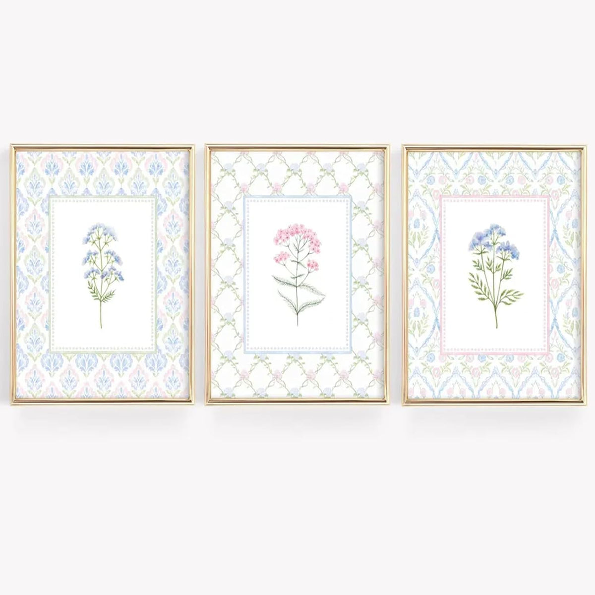 Wildflower Nursery Wall Art Decor Baby Girl Room Canvas Prints Pastel Floral Wall Art Botanical Flower Pictures Pink Blue Wildflower Painting Artwork for Girls Bedroom 16x24x3 Inch Unframed