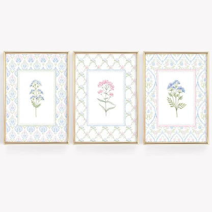 Wildflower Nursery Wall Art Decor Baby Girl Room Canvas Prints Pastel Floral Wall Art Botanical Flower Pictures Pink Blue Wildflower Painting Artwork for Girls Bedroom 16x24x3 Inch Unframed