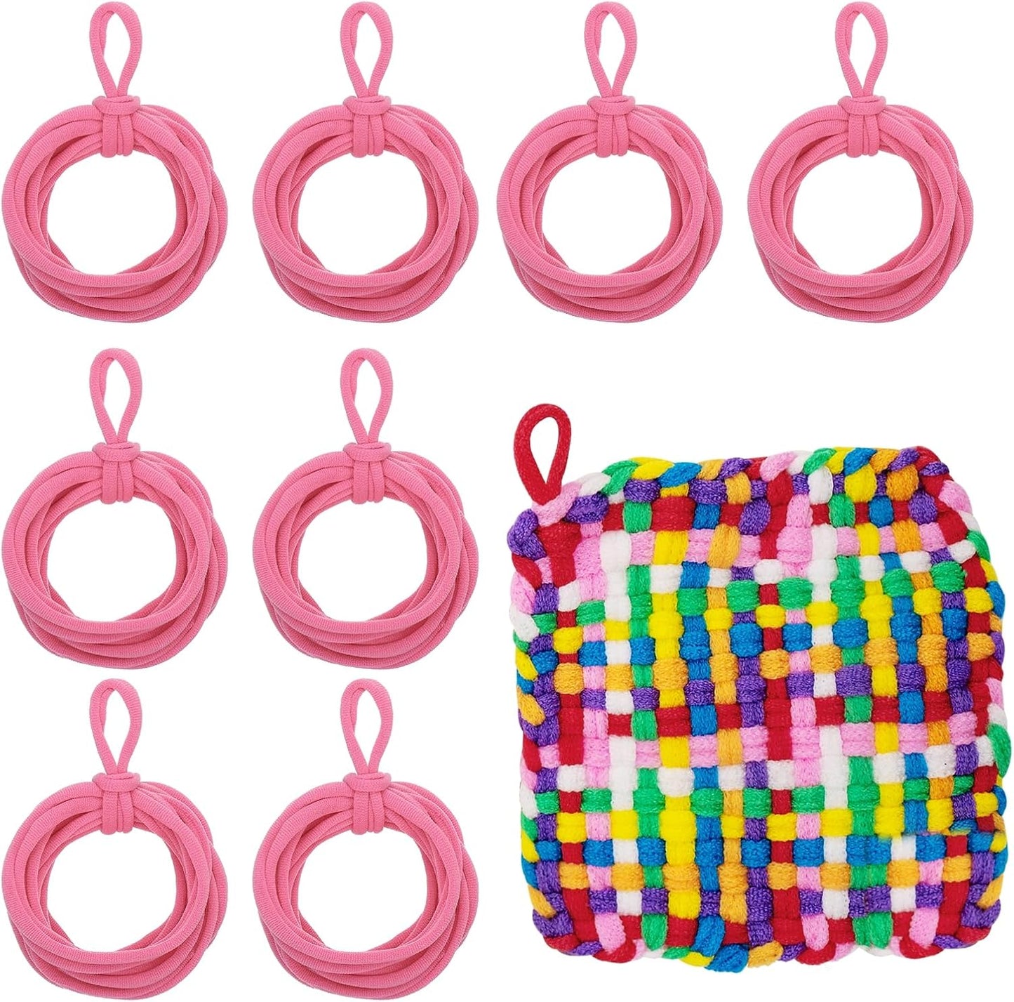 50 Pcs Potholder Loom Refill Loops, Elastic Potholder Weaving Refill Loops Knitting Kit Supplies in Rainbow Colors for Girls Beginners DIY Crafts 7" Weaving Loom, Pink