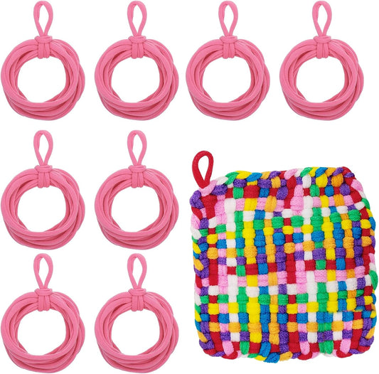 50 Pcs Potholder Loom Refill Loops, Elastic Potholder Weaving Refill Loops Knitting Kit Supplies in Rainbow Colors for Girls Beginners DIY Crafts 7" Weaving Loom, Pink