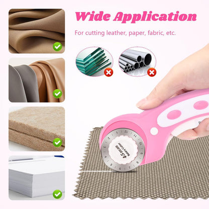 45mm Rotary Cutter with 10 Extra Replacement Blades, with Safety Lock