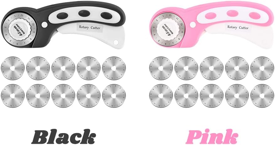 45mm Rotary Cutter with 10 Extra Replacement Blades, with Safety Lock
