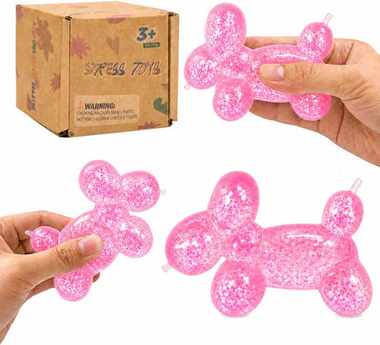 Balloon Dog Squishy Stress Balls, Soft Slow Rising Squishy Fidget Toys, Cute Balloon Animal Sensory Squeeze Toy for Kids Adults Boys Girls Age 3+ (Pink)