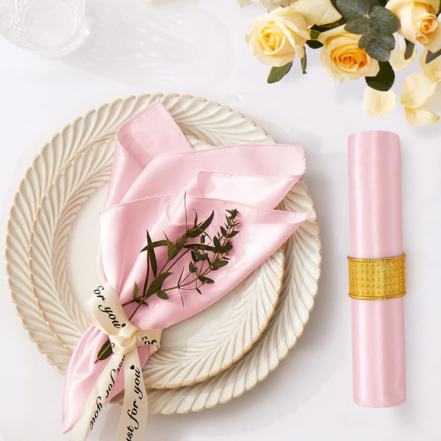 12 Pack Satin Table Cloth Napkins, 17x17 Inch Blush Pink Silky Wedding Napkins Cloth Washable, Luxury Dining Table Cloth Napkins Set for Birthday Holiday Party Dinner Restaurant