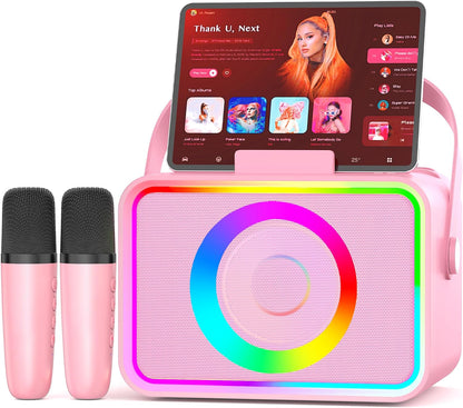 Karaoke Machine for Kids Adults,Bluetooth Speaker 2 Wireless Microphones