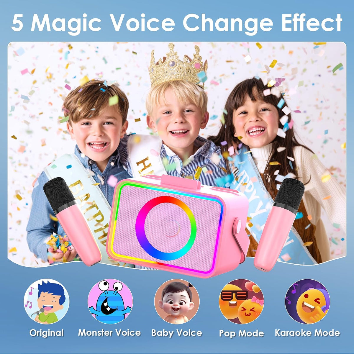 Karaoke Machine for Kids Adults,Bluetooth Speaker 2 Wireless Microphones
