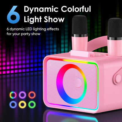 Karaoke Machine for Kids Adults,Bluetooth Speaker 2 Wireless Microphones
