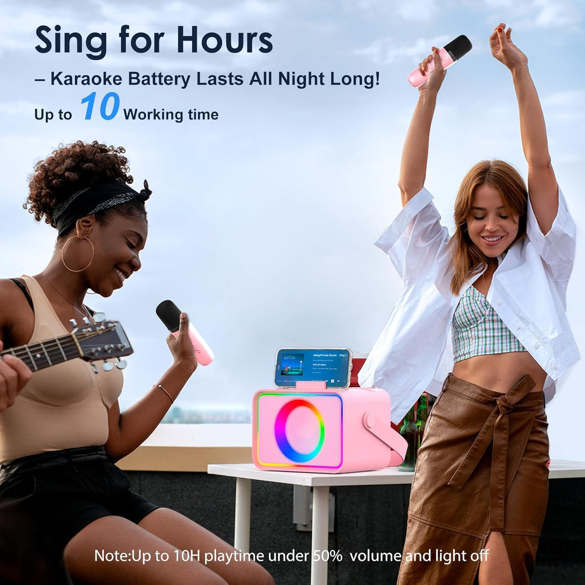 Karaoke Machine for Kids Adults,Bluetooth Speaker 2 Wireless Microphones