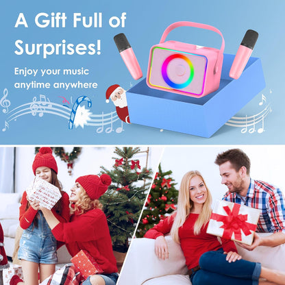 Karaoke Machine for Kids Adults,Bluetooth Speaker 2 Wireless Microphones