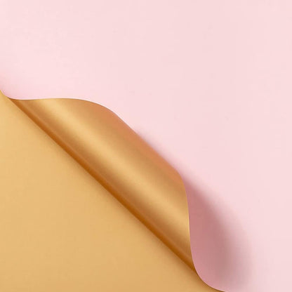 Waterproof Floral Wrapping Paper, 22×22 Inch Double Sided Flower Shop Paper, Floral Wrapping Paper for Fresh Flowers Bouquet Gift Packaging Korean Florist Supplies 20 Sheets(Peach Pink + Gold)
