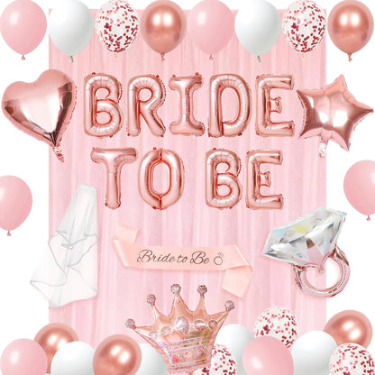 Bachelorette Party Decorations Pink Bridal Shower Banner, Confetti Balloons, Bride To Be Sash&Veil for Women Bachelorette Party Gifts Bridal Shower Decorations Bride To Be Decor