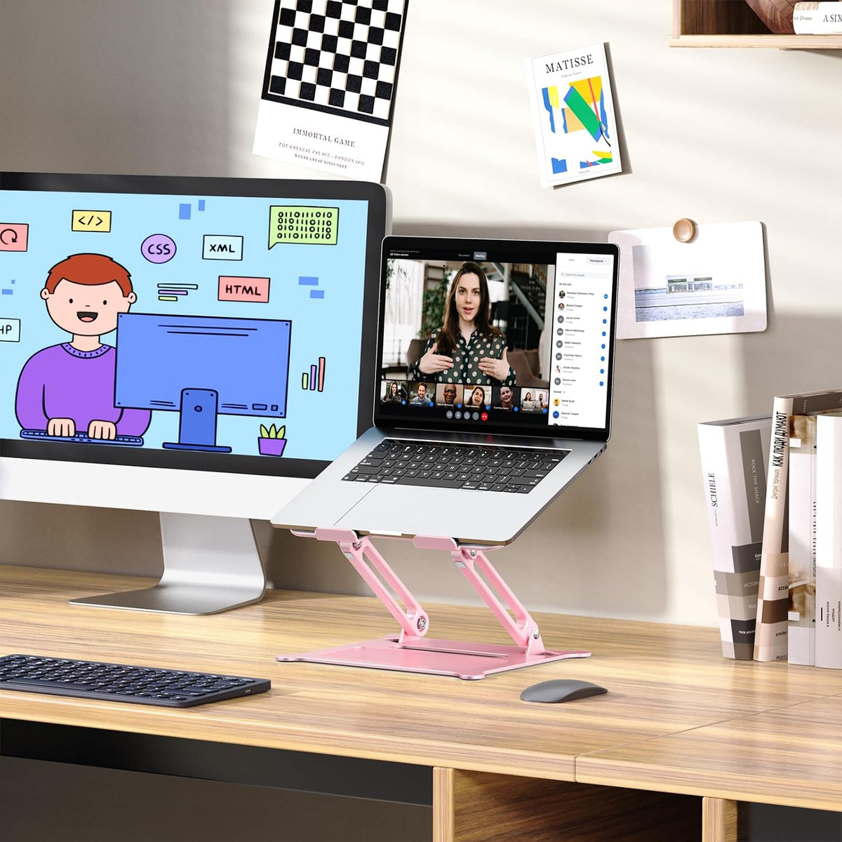 Adjustable Laptop Stand for Desk, 10-15.6“ Laptop Riser, Pink