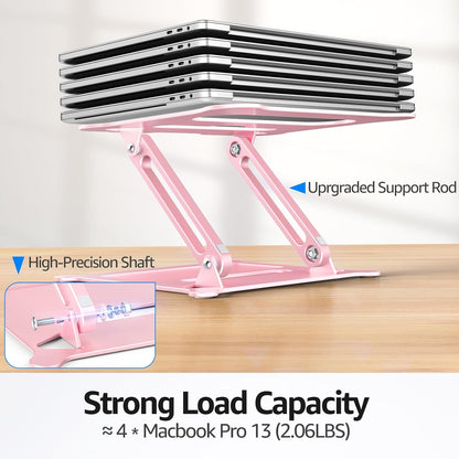 Adjustable Laptop Stand for Desk, 10-15.6“ Laptop Riser, Pink