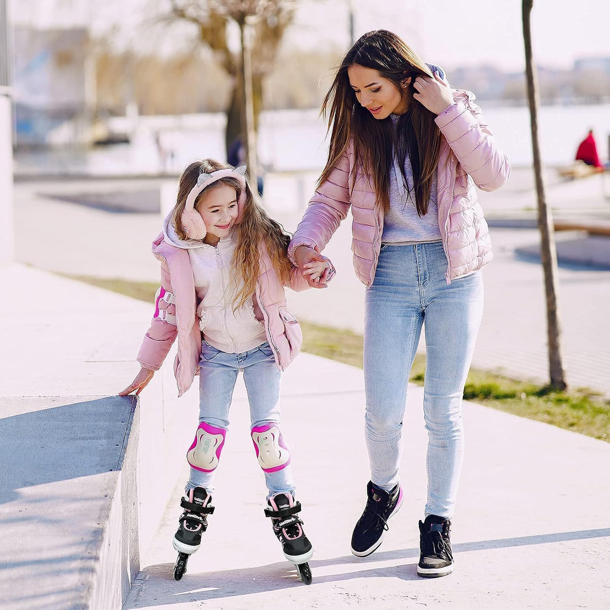 Adjustable Inline Skates for Girls and Boys with Full Light up Wheels, Beginner Roller Skates for Kids Youth Purple Pink Blue Black