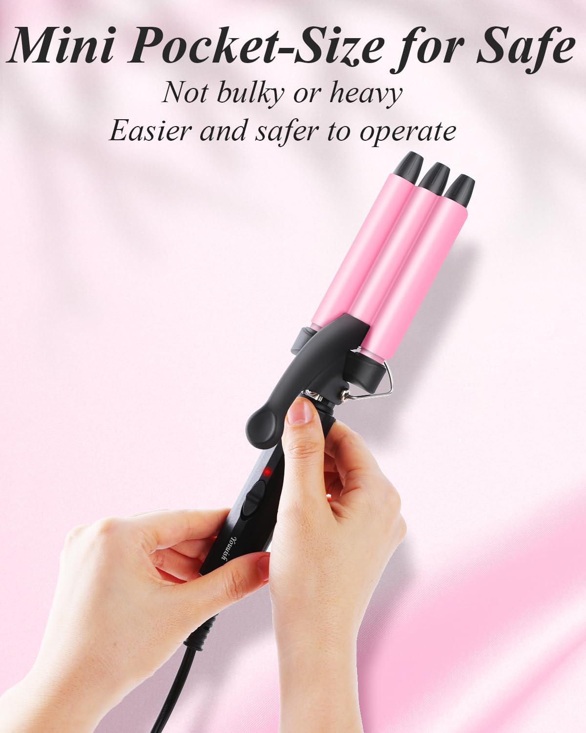 Mini Hair Crimper 1/2 Inch, Small 3 Barrel Curling Iron Hair Waver