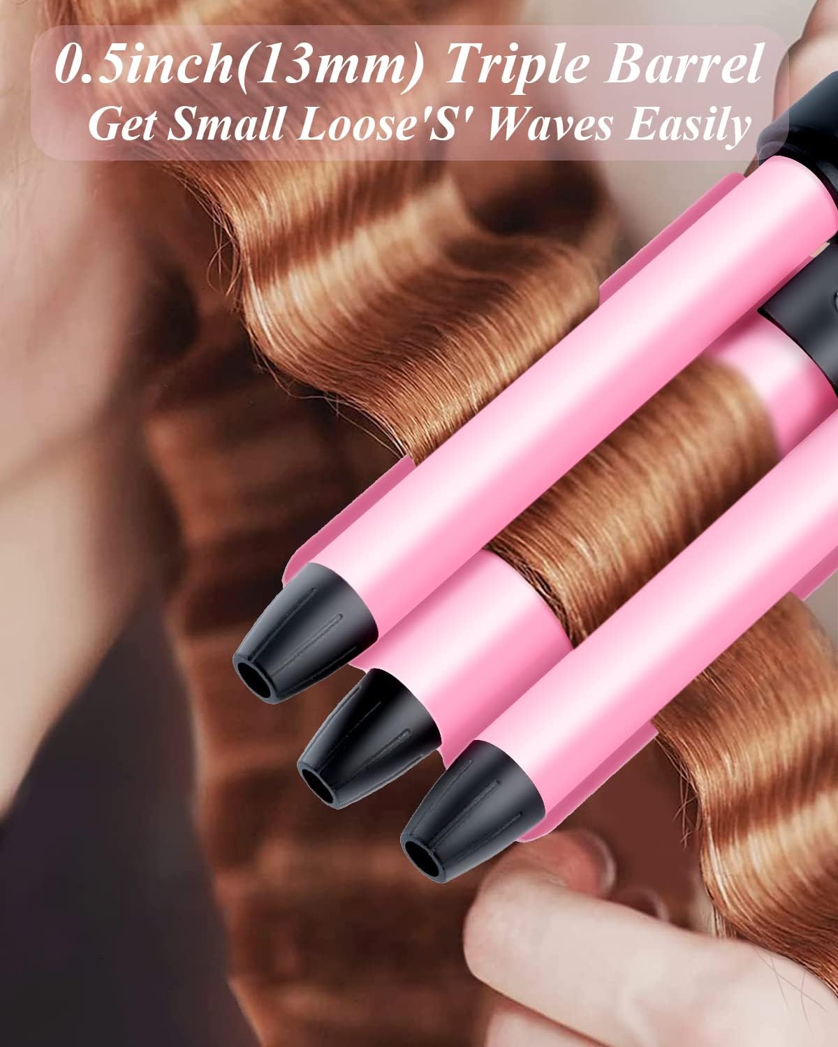 Mini Hair Crimper 1/2 Inch, Small 3 Barrel Curling Iron Hair Waver