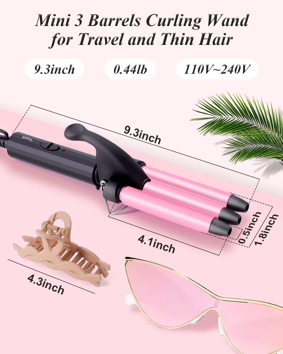 Mini Hair Crimper 1/2 Inch, Small 3 Barrel Curling Iron Hair Waver