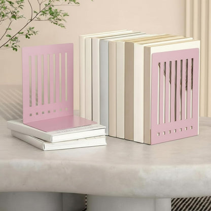4 Pcs 10 Inch Heavy Duty Bookends Non-Skid Base, Pink