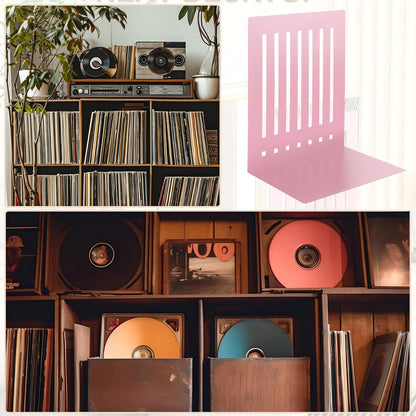 4 Pcs 10 Inch Heavy Duty Bookends Non-Skid Base, Pink