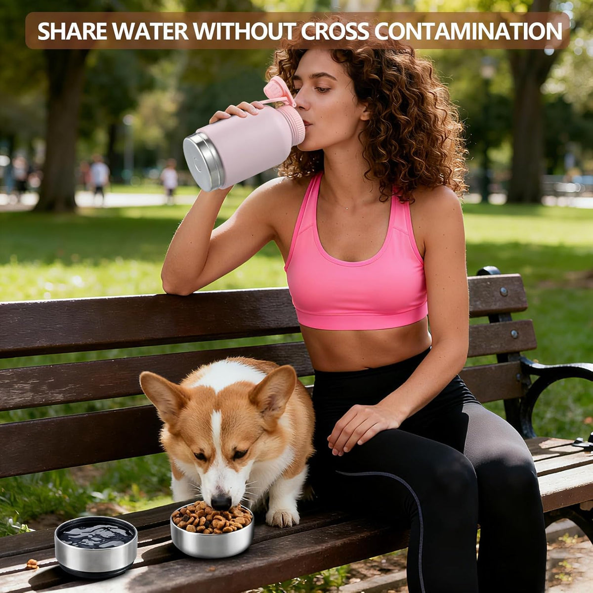 Insulated Dog Water Bottle 32oz Keep Water Cool with 2 Bowls