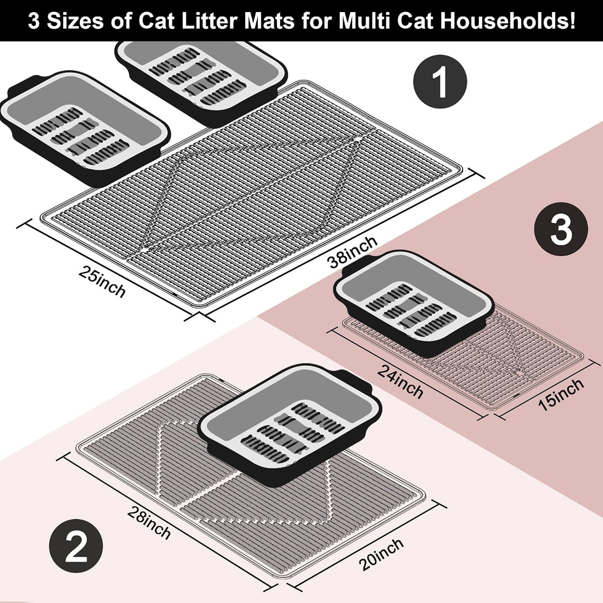 Silicone Cat Litter Mat XXL - Pink Extra Large Cat Litter Box mat
