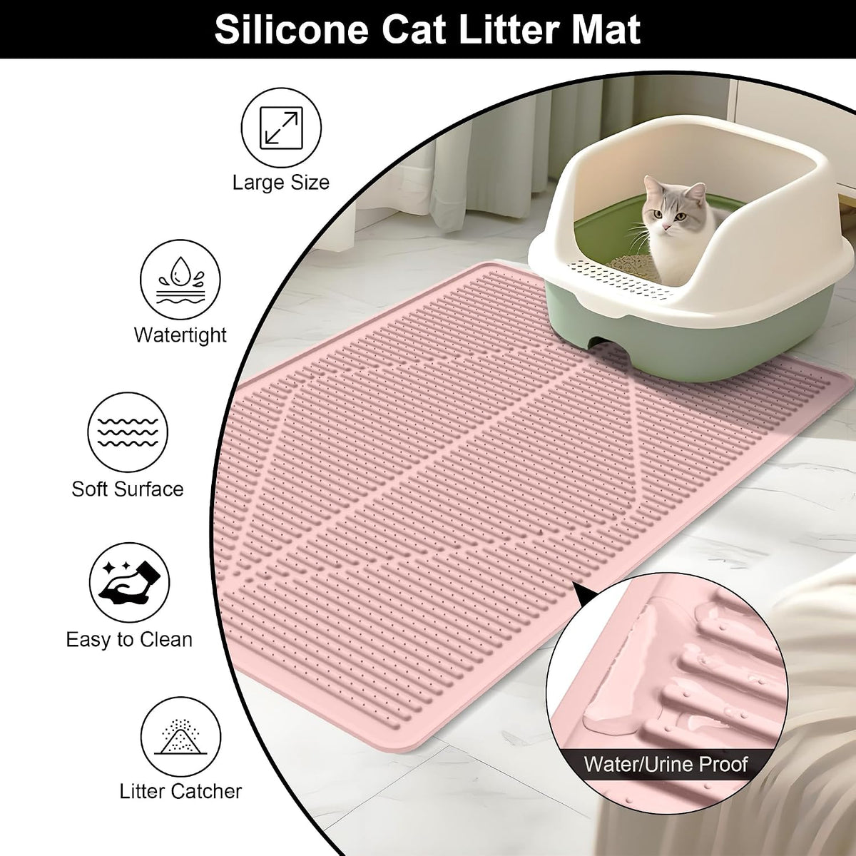 Silicone Cat Litter Mat XXL - Pink Extra Large Cat Litter Box mat