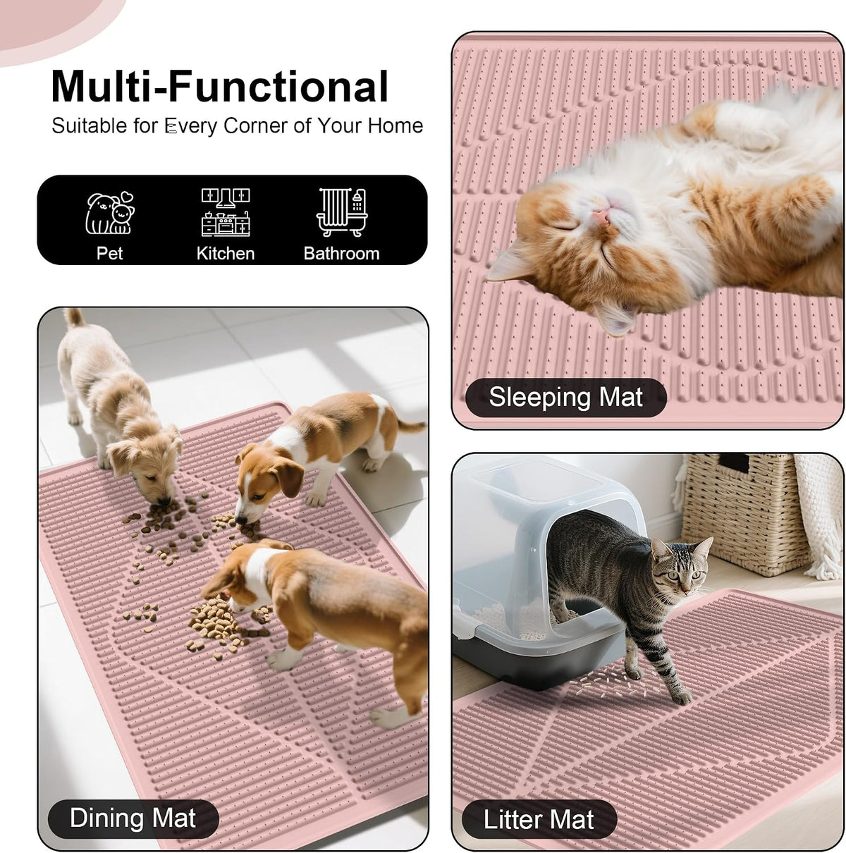Silicone Cat Litter Mat XXL - Pink Extra Large Cat Litter Box mat
