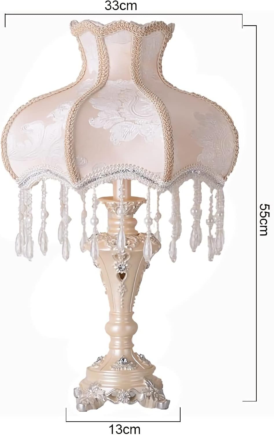 Traditional Table Lamp Tiffany Style Victorian Design Resin Bedroom Bedside Lamp with Blue Fabric Shade European Antique Painted LED Desk Lamp for Living Room Office, 13.3" W, 21.8" H,Pink