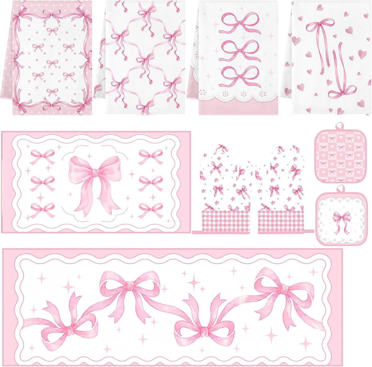 10 Pack Kitchen Decor and Accessories Set, Coquette Bow