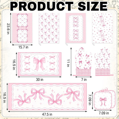 10 Pack Kitchen Decor and Accessories Set, Coquette Bow