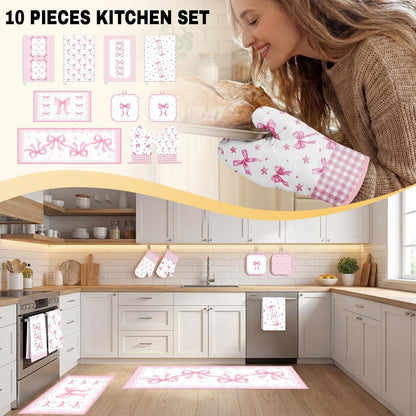 10 Pack Kitchen Decor and Accessories Set, Coquette Bow