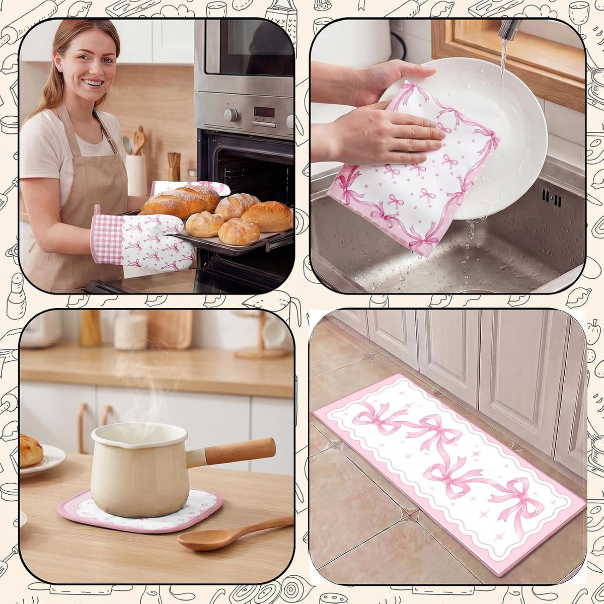 10 Pack Kitchen Decor and Accessories Set, Coquette Bow