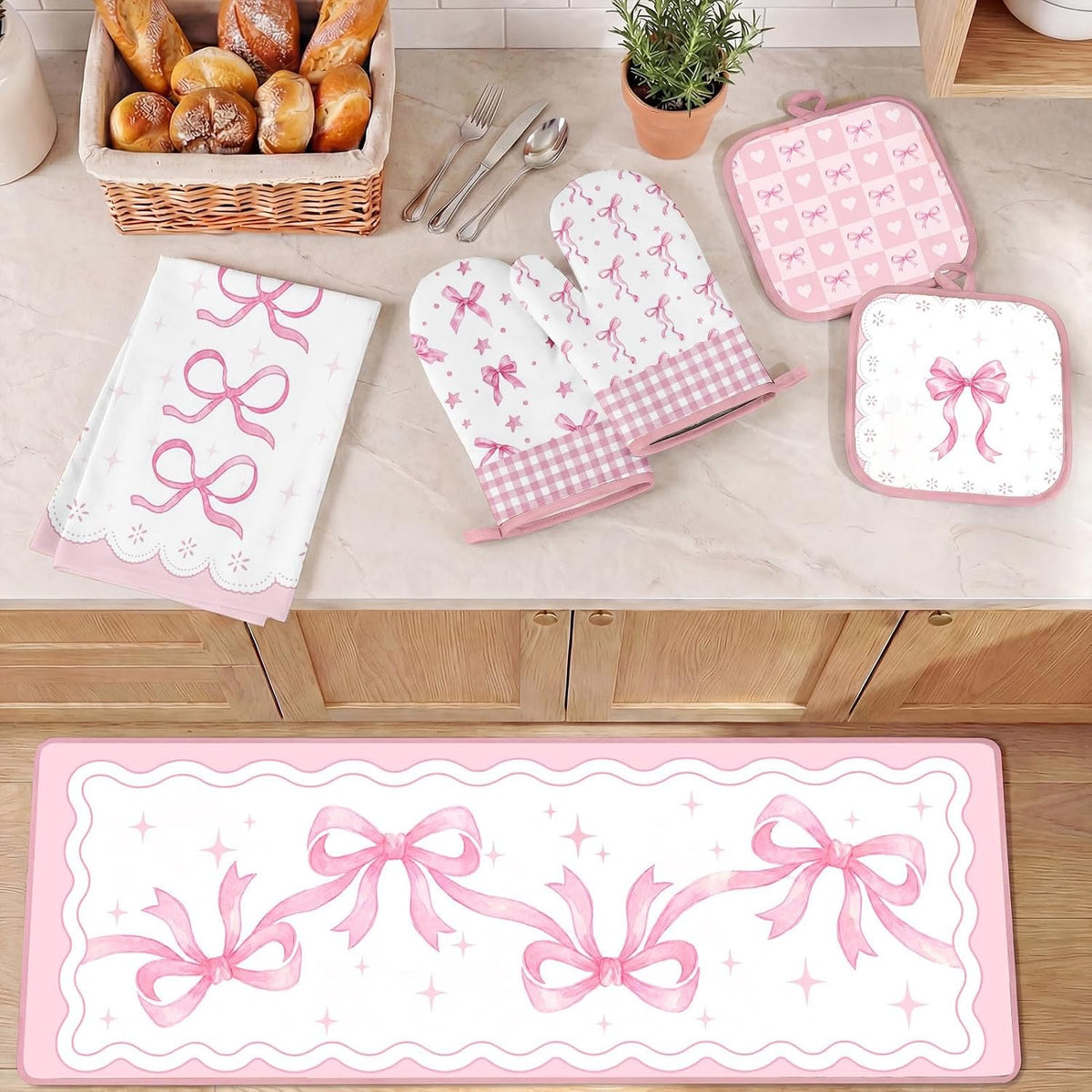 10 Pack Kitchen Decor and Accessories Set, Coquette Bow