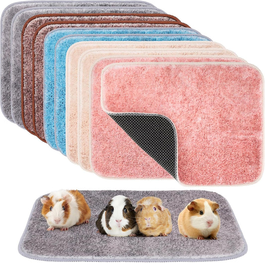 10 PCS Guinea Pig Liner Washable Rabbit Cage Liner 12x16 Inch Reusable Guinea Pig Bedding Mats for Small Animals Rabbit Hamster Chinchillas Rat Washable Bedding Pads in Gray Yellow Pink Brown and Blue