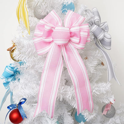 Pink Stripe Burlap Wired Ribbons 2-1/2 inch Continuous 10 Yards