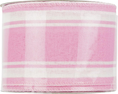 Pink Stripe Burlap Wired Ribbons 2-1/2 inch Continuous 10 Yards
