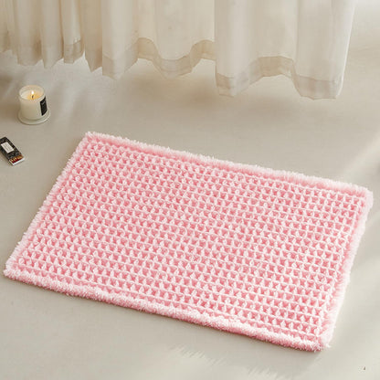 Waffle Bath Mat, Small Cute Bathroom Rug, 24x16 Light Peachy Pink