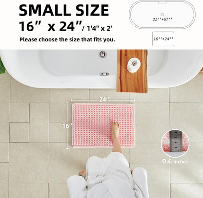 Waffle Bath Mat, Small Cute Bathroom Rug, 24x16 Light Peachy Pink