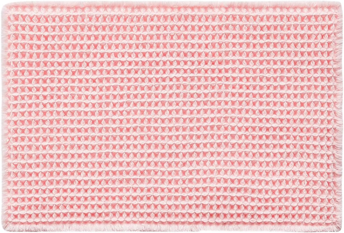 Waffle Bath Mat, Small Cute Bathroom Rug, 24x16 Light Peachy Pink