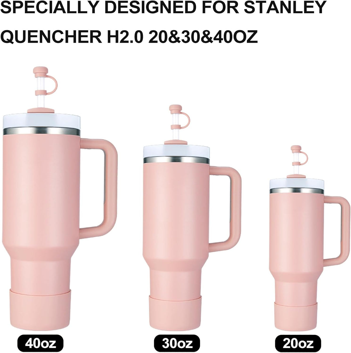 8pcs Stanley Cup Accessories, Spill Proof Stopper & Boot, Peach Rose