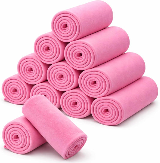 12 Pcs Bulk Fleece Throw Blankets 50x60 Inch, Pink