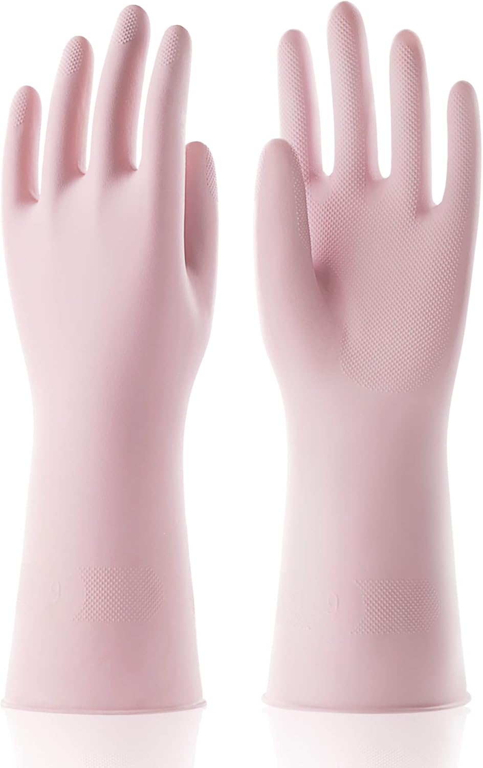 Pink Household Rubber Non-Slip Gloves with Flocked Lining, Small