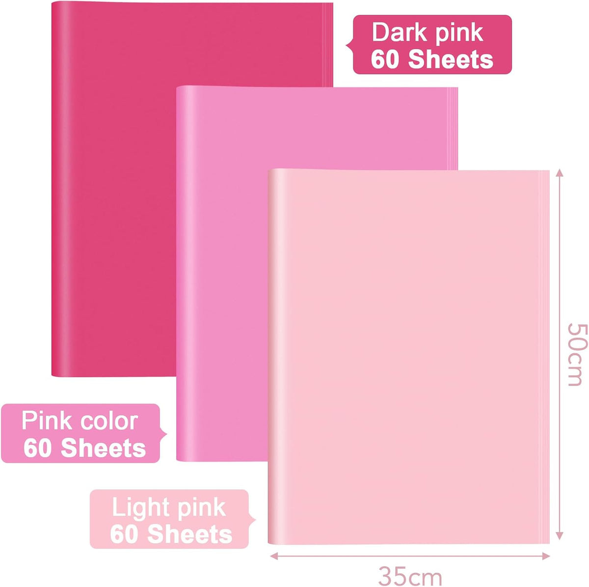 NACHLYNN 60 Sheets Pink Tissue Paper Bulks 14 x 20 inch Valentine Day Gift Wrapping Paper Art Paper Crafts for Crafts Gift Wedding Holiday Party Baby Shower Decorations