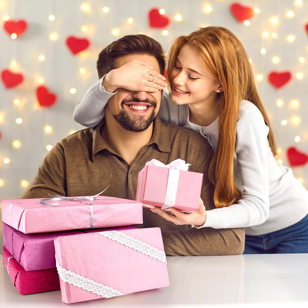 NACHLYNN 60 Sheets Pink Tissue Paper Bulks 14 x 20 inch Valentine Day Gift Wrapping Paper Art Paper Crafts for Crafts Gift Wedding Holiday Party Baby Shower Decorations